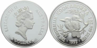 Australien 2 Dollars 1993 Kookaburra - 2 Unzen Feinsilber